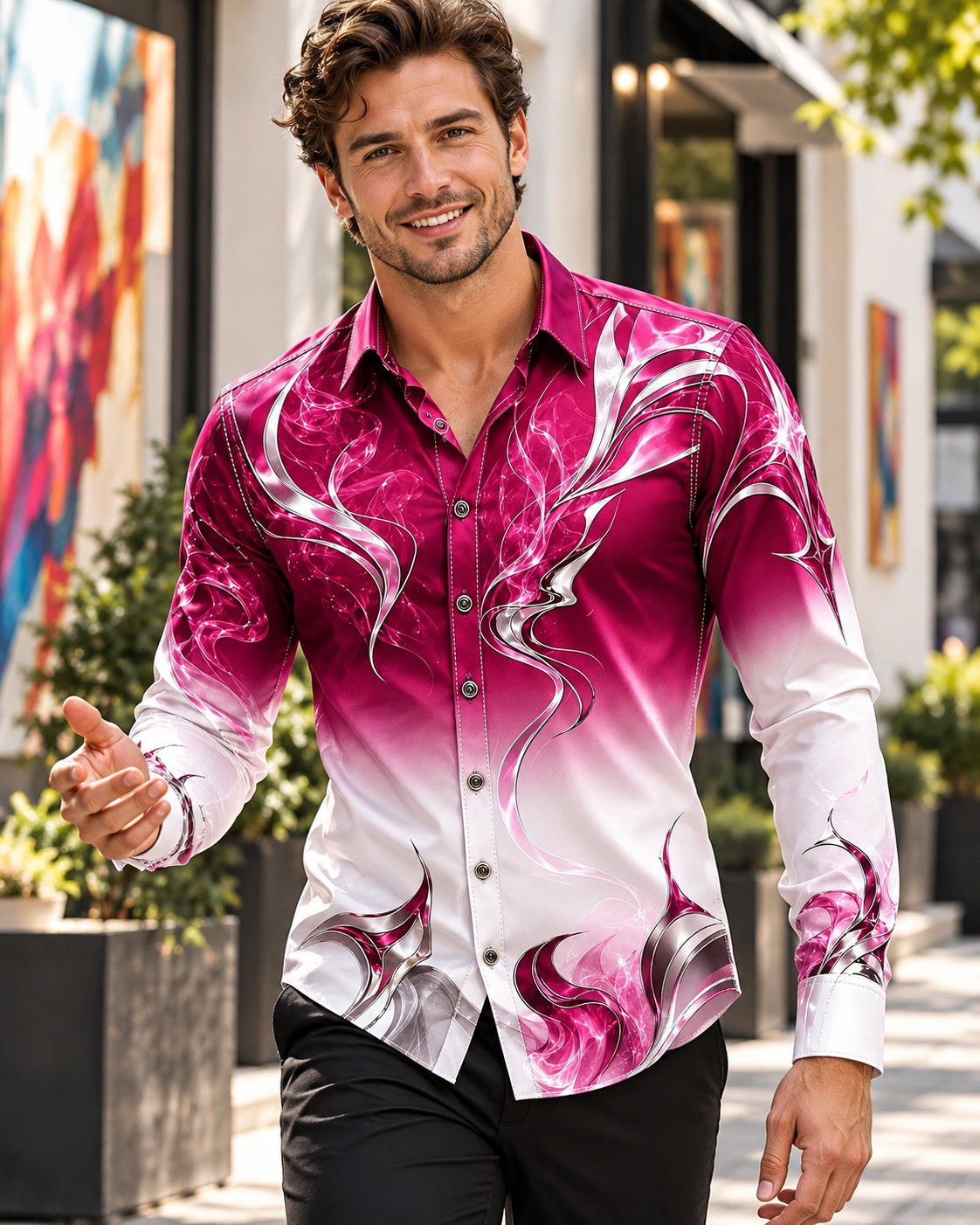 Men's Metallic Swirl Ombre Shirt