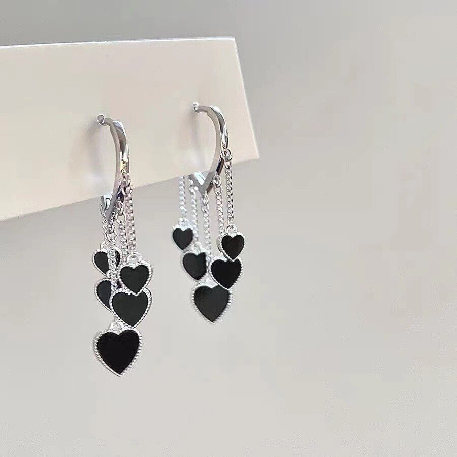 Black Long Tassel Earrings