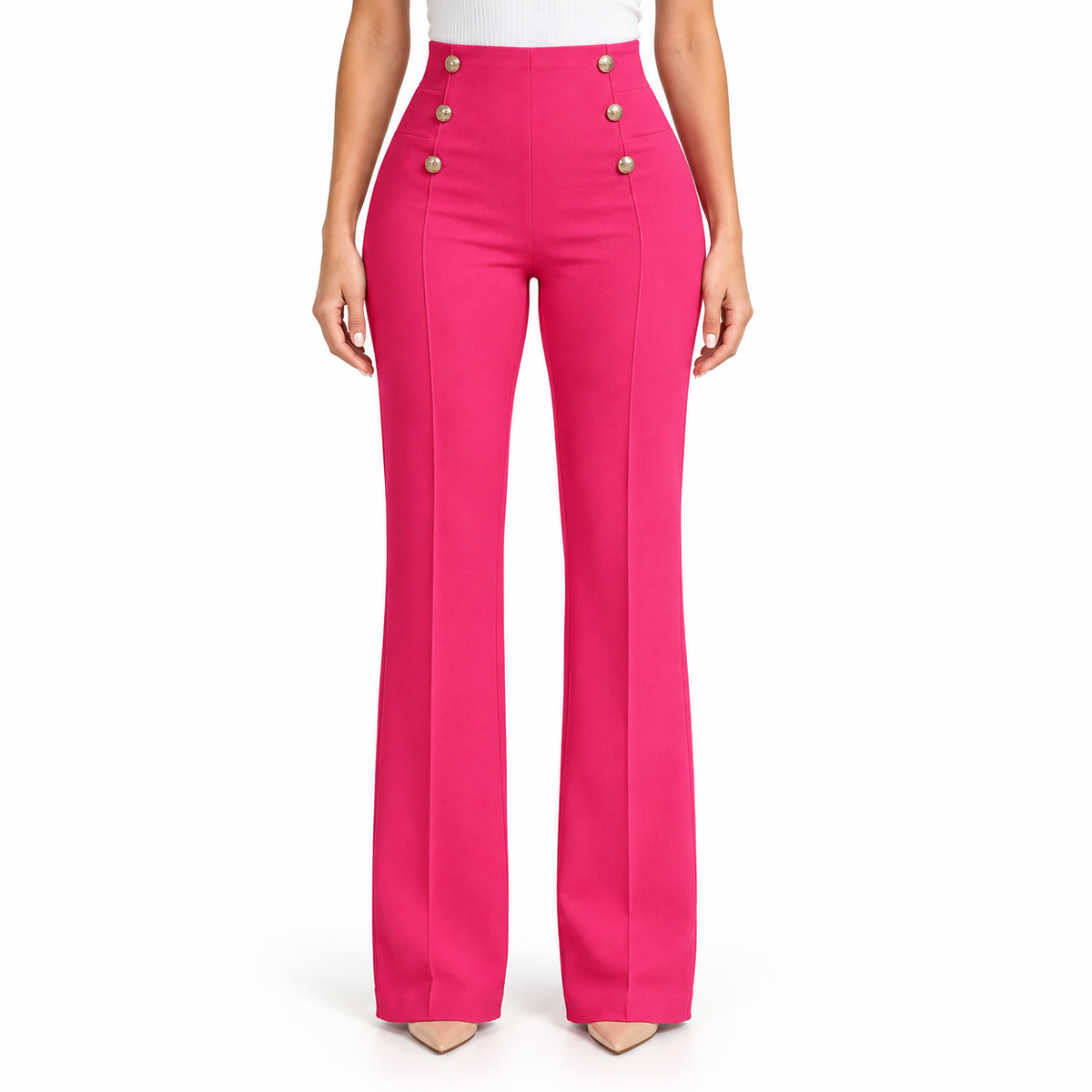 Women's High-Waist Stretch Wide-Leg Trousers