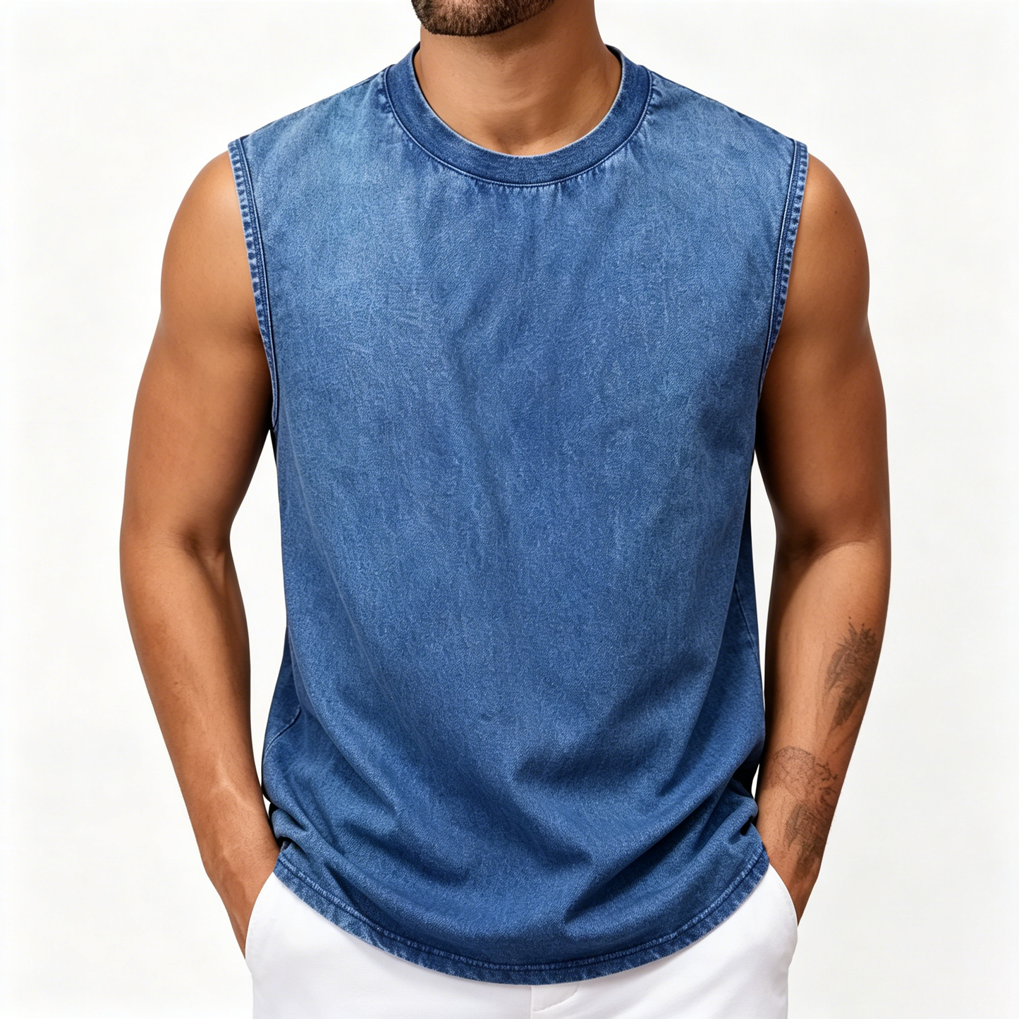 ๐ช Heavyweight Vintage Washed Gym Tank for Men | 100% Cotton Athletic Fit Muscle Undershirt