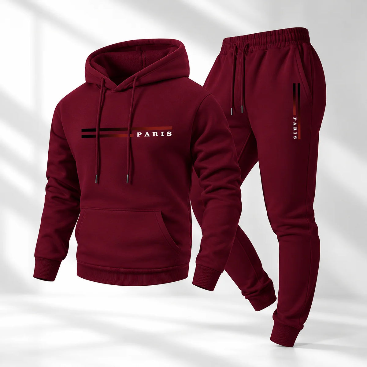 Men's Casual Paris Print Hoodie & Jogger Pants Set