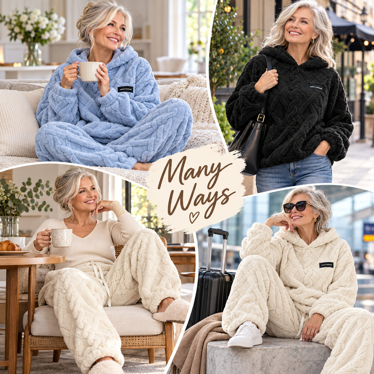 Women's Cozy Plush Textured Hoodie & Pants Set