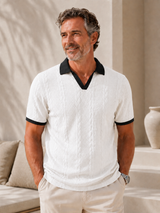 CasualCool Men’s Contrast Color Knitted Polo Shirt