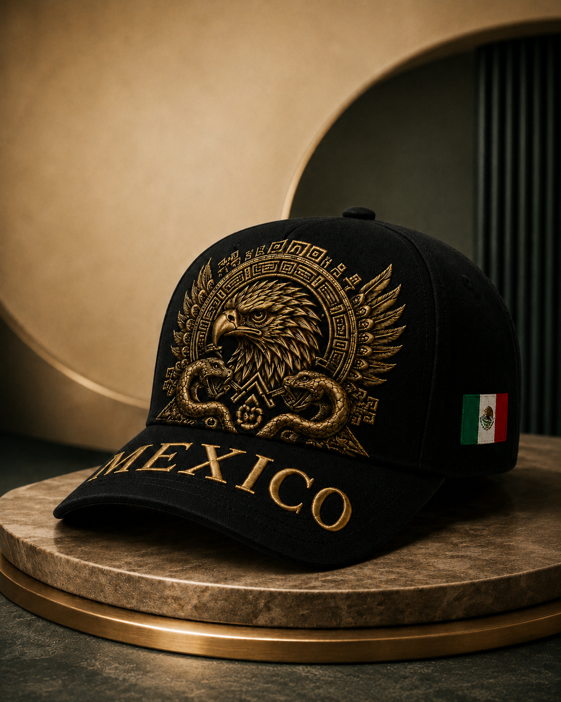 🦅 Mexico Baseball Cap – Golden Aztec Eagle