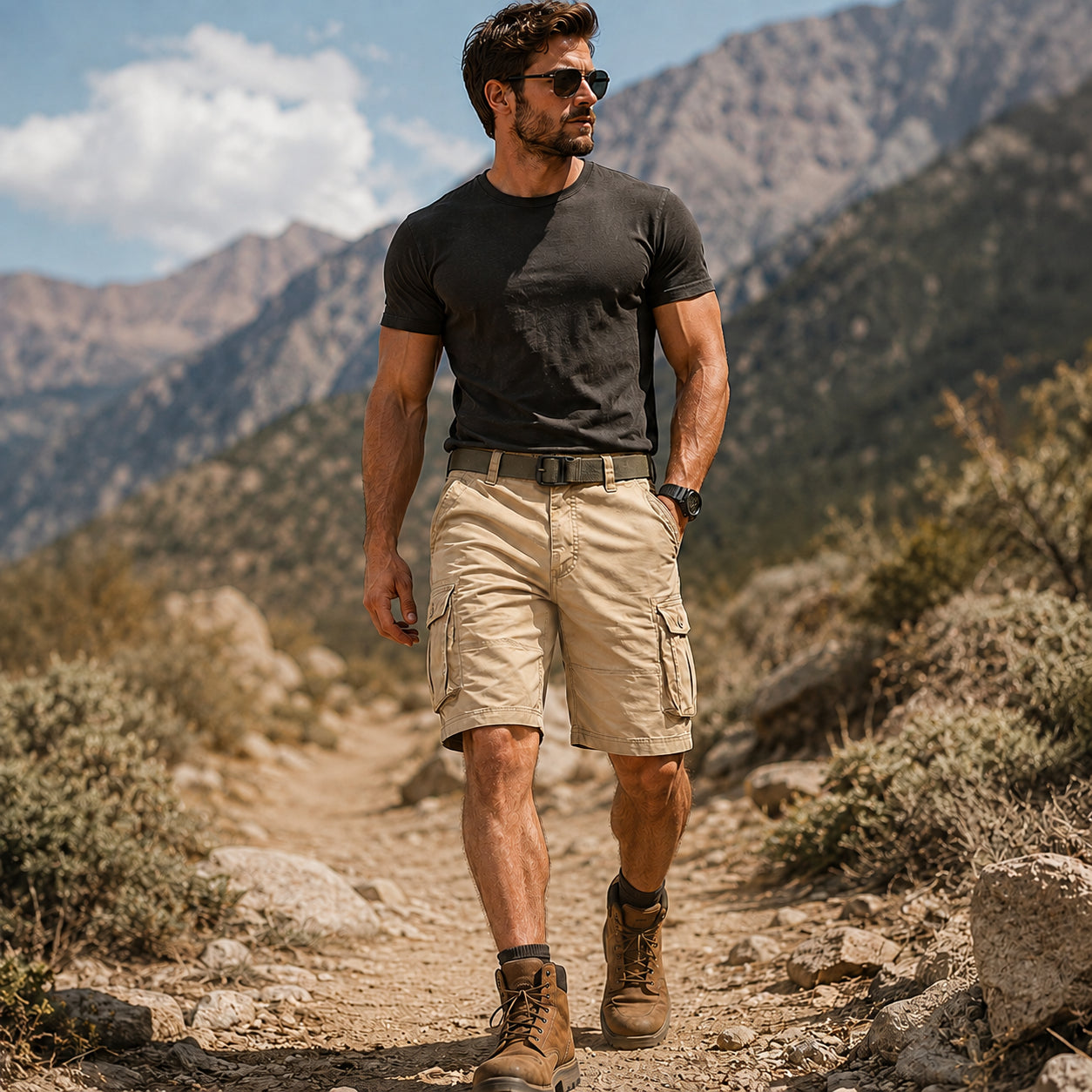 Men's 100% Cotton Tactical Cargo Shorts