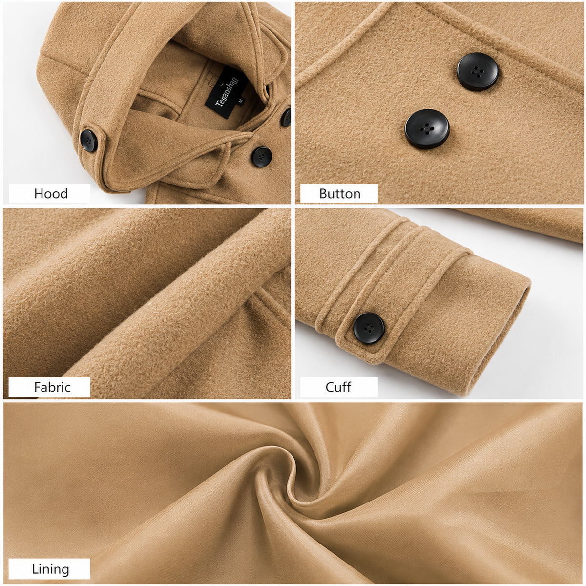 Women’s Double-Breasted Hooded Wool-Blend Coat