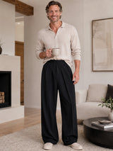 Men's High-Waist Pleated Wide Leg Pants