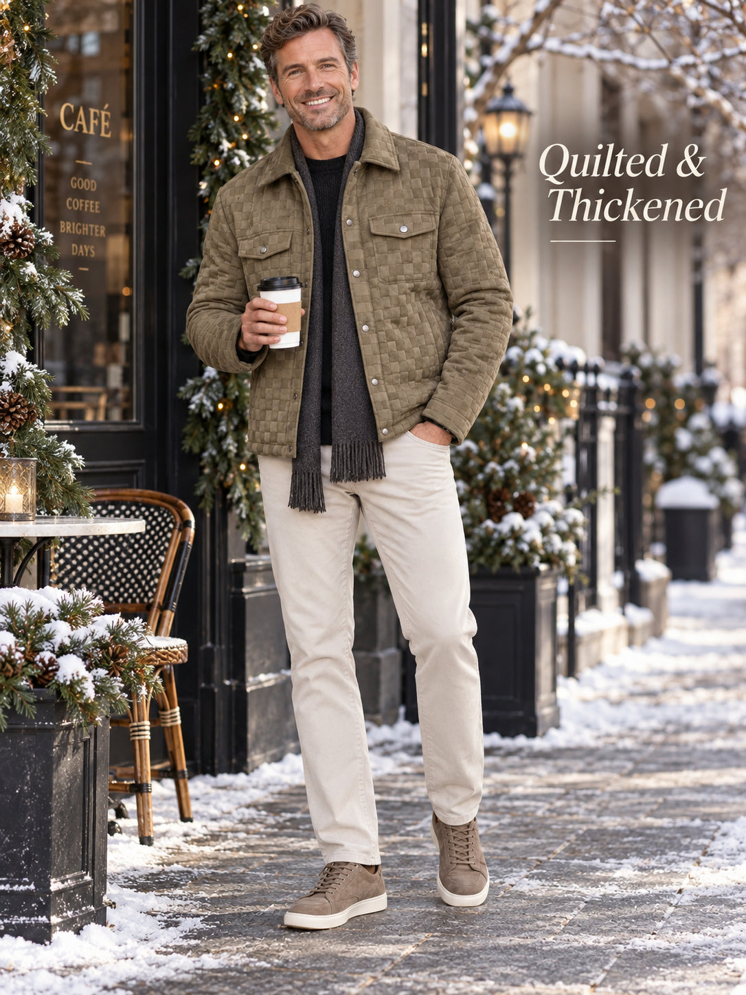 Men's Textured Suede Quilted Jacket
