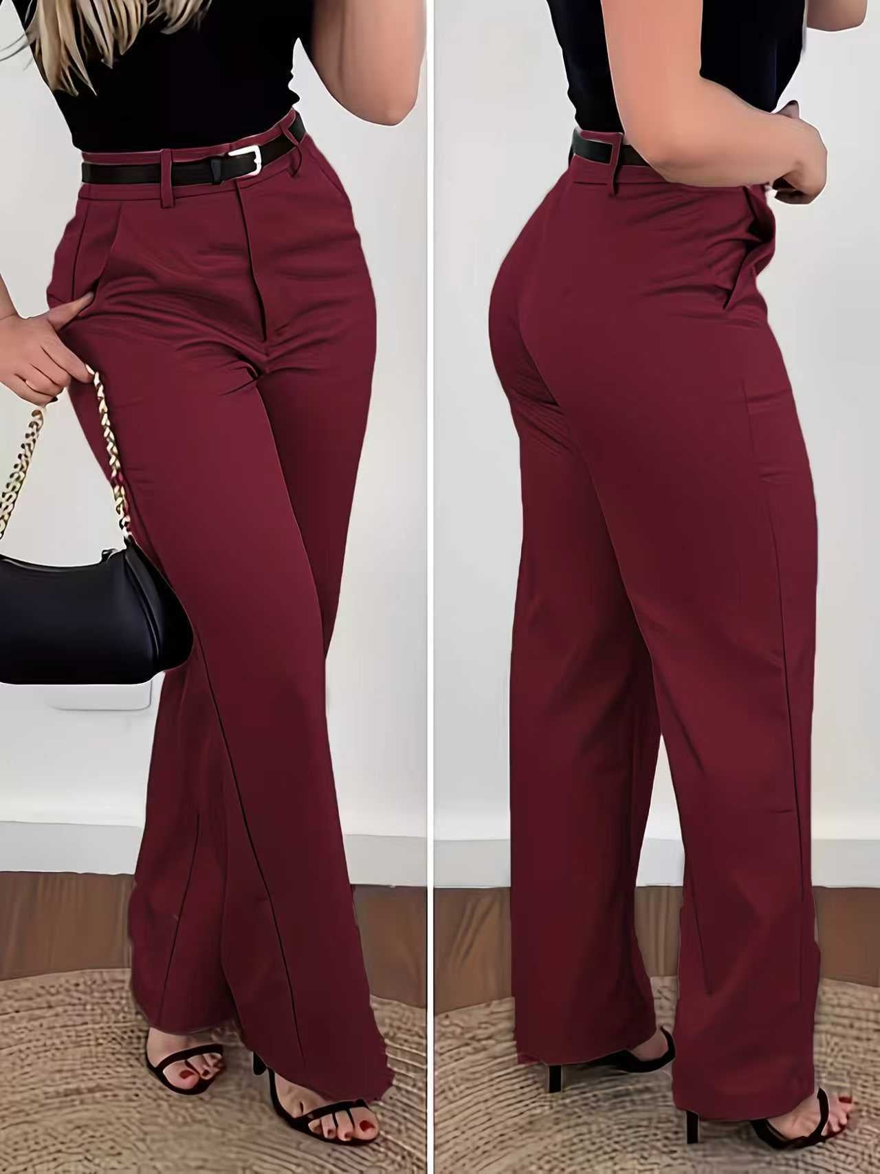 Women's High-Waist Straight-Leg Business Casual Pants