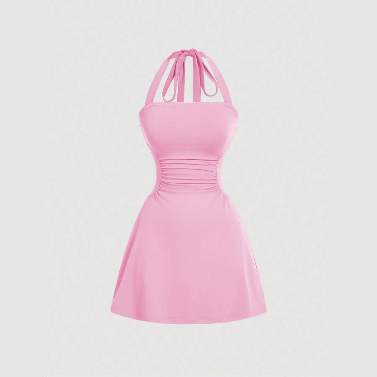🤍Women’s Ruched Halter A-Line Dress