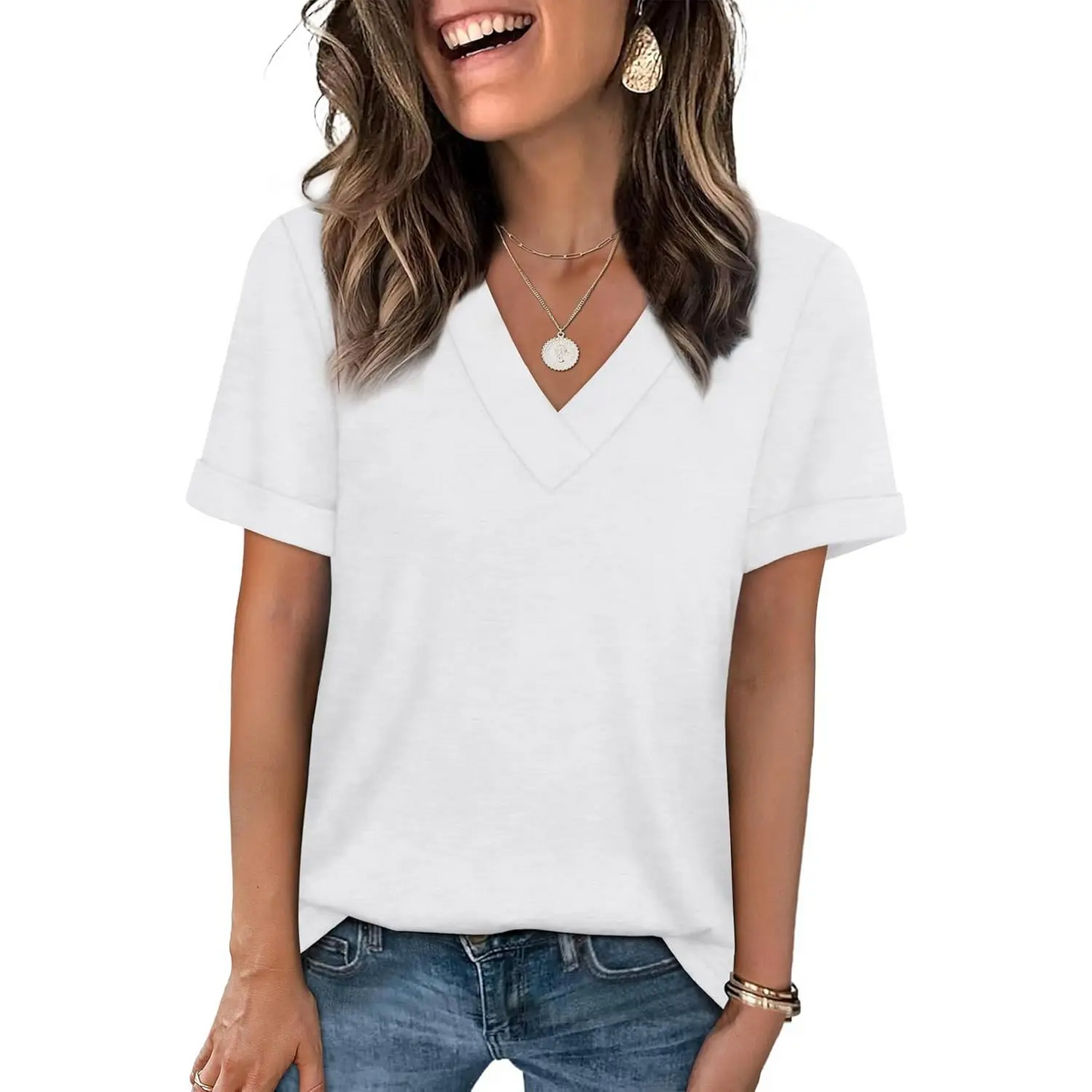 🌸 Women's Soft V Neck Tee for Everyday Comfort
