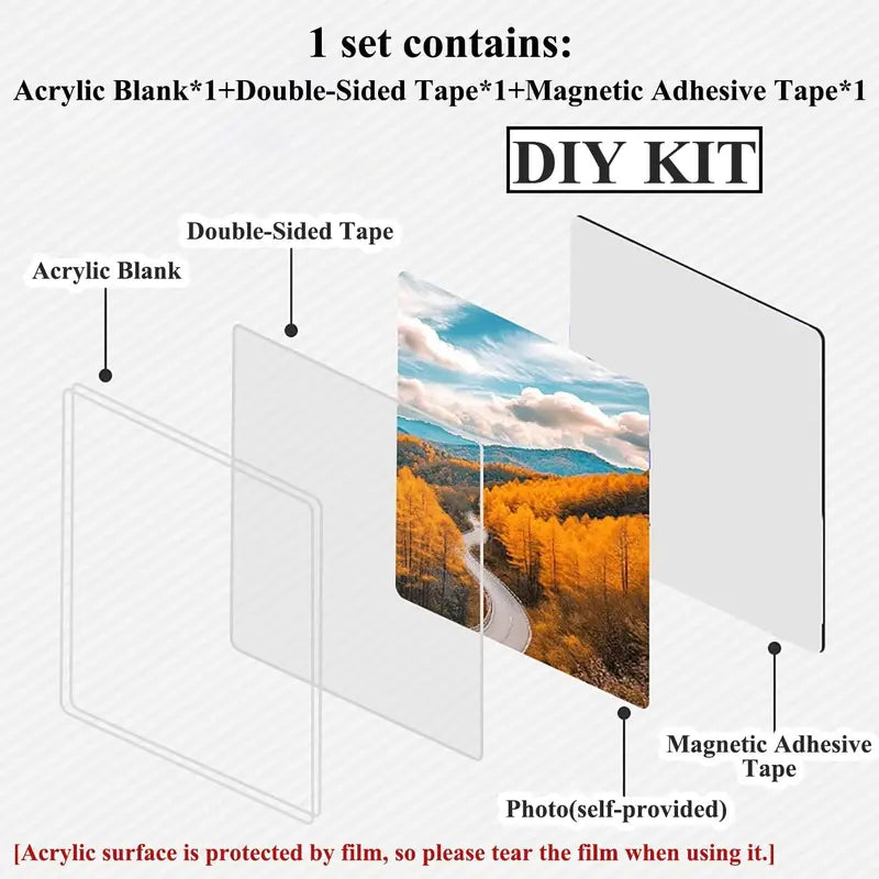 🖼️ 10-Pack DIY Clear Acrylic Fridge Magnets (2"x2")