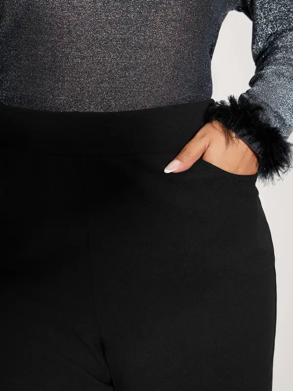 Women's High-Stretch Rhinestone Hem Pants