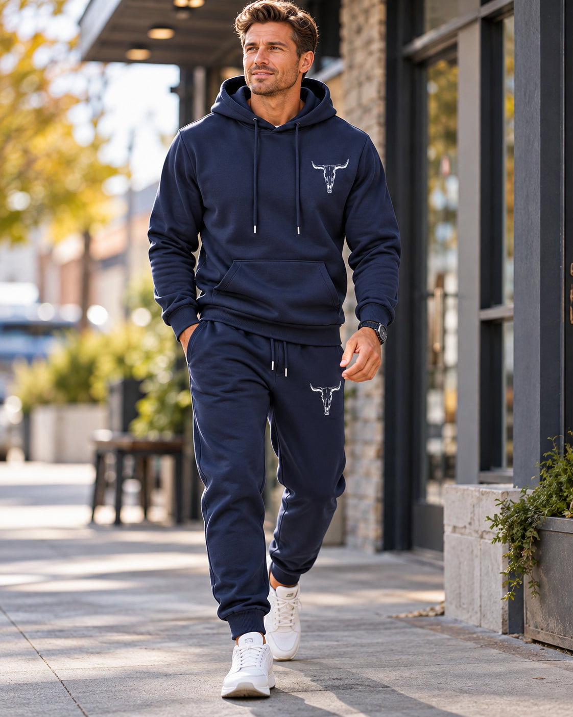 Men's Western Cowboy Print Hoodie & Jogger Pants Set