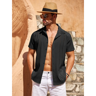 🔥Men’s V-Neck Linen Guayabera Shirt