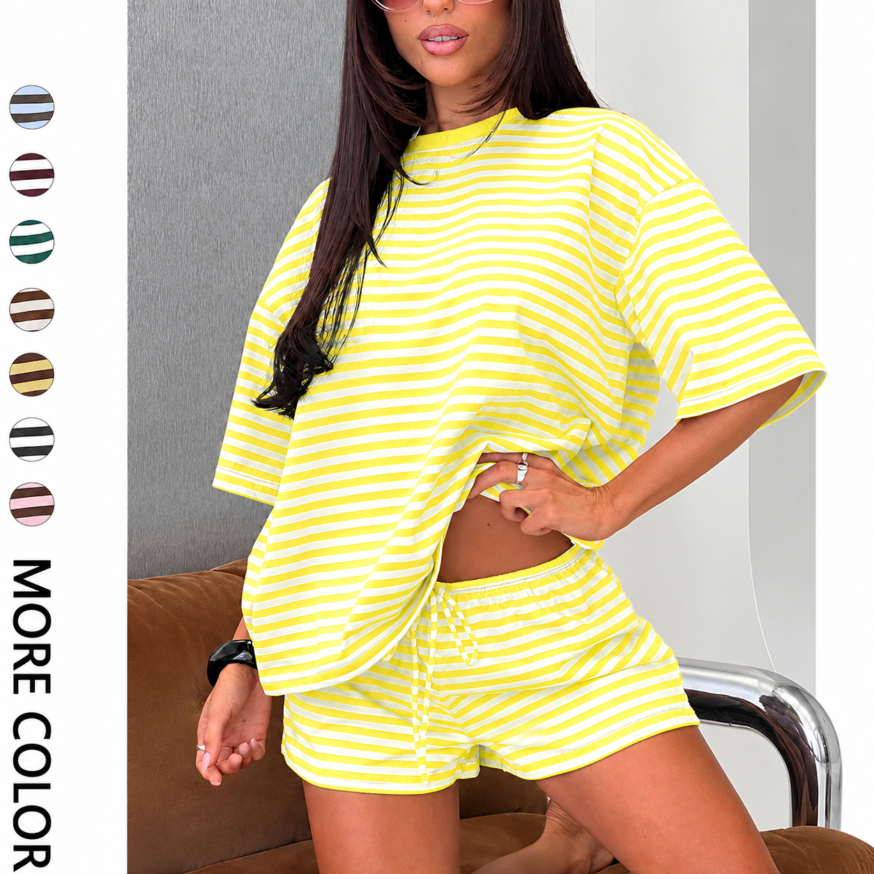 ☁️Women’s Striped Oversized Two-Piece Lounge Set