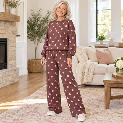 Women's Polka Dot Two Piece Casual Set