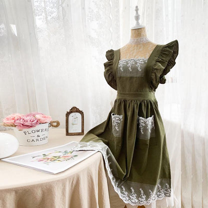 [Mother's Day gift] Cotton Apron 🌸100% cotton floral pattern, full-coverage gardening apron, suitable for flower shops and home use
