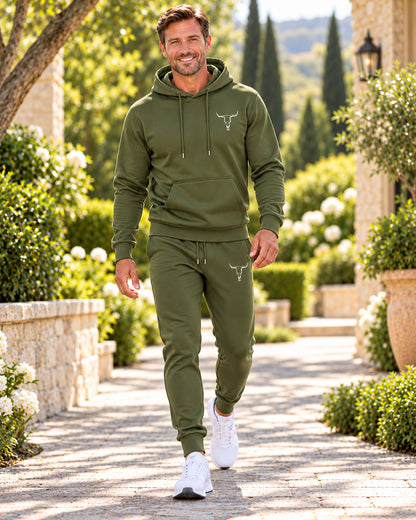 Men's Western Cowboy Print Hoodie & Jogger Pants Set