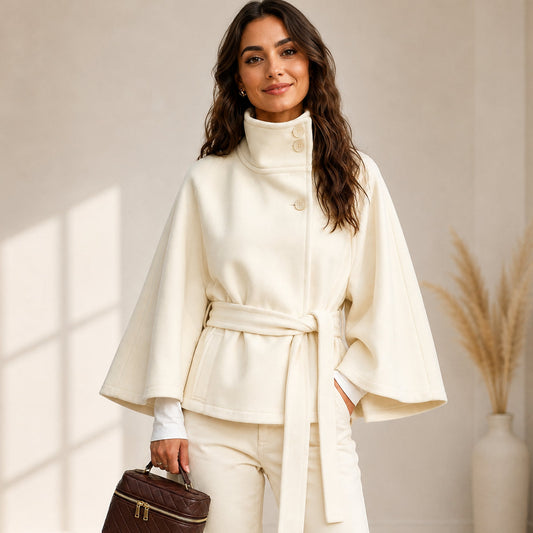 Women’s Wool Blend Belted Cape Coat
