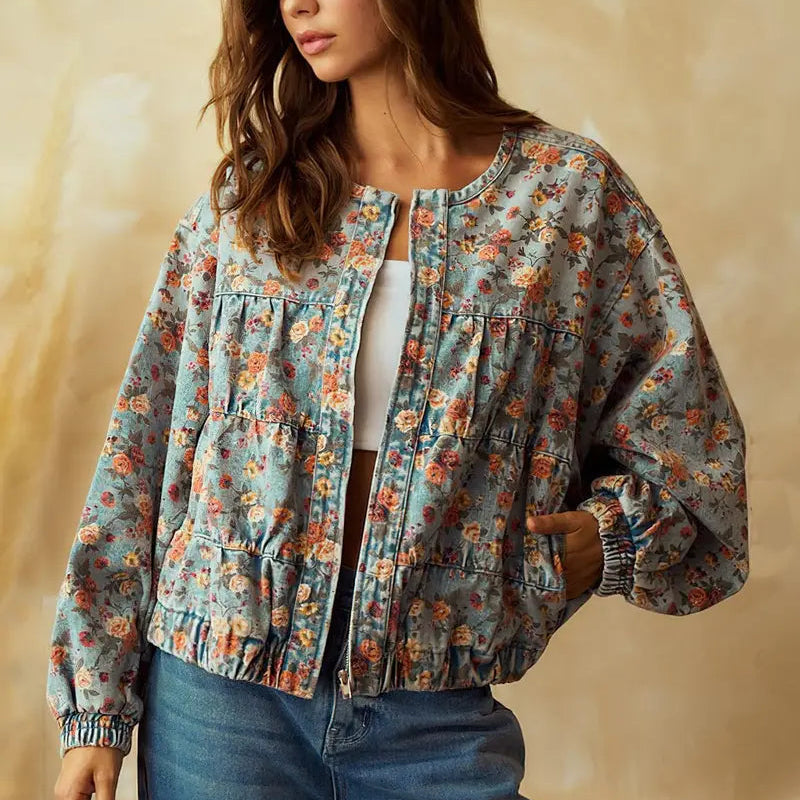 Women’s Vintage Floral Denim Jacket