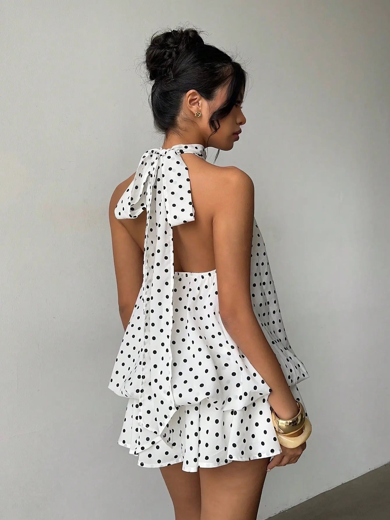 Women’s Flowy Halter Ruffle Romper