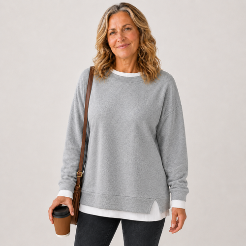Women's Comfortable Layered-Look Crewneck Sweatshirt