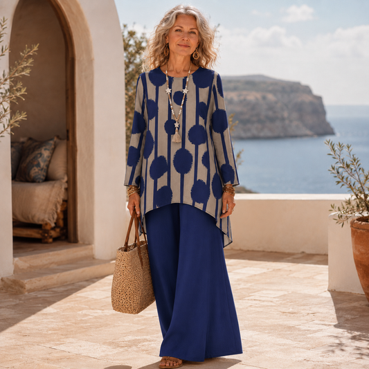 🌟 Plus Size Chic Bold Print High-Low Tunic Set