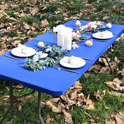 🔥Reusable Stretchy Fabric Table Cover with Elastic Edge💦Spill-Proof & Wind-Resistant! 🌬️
