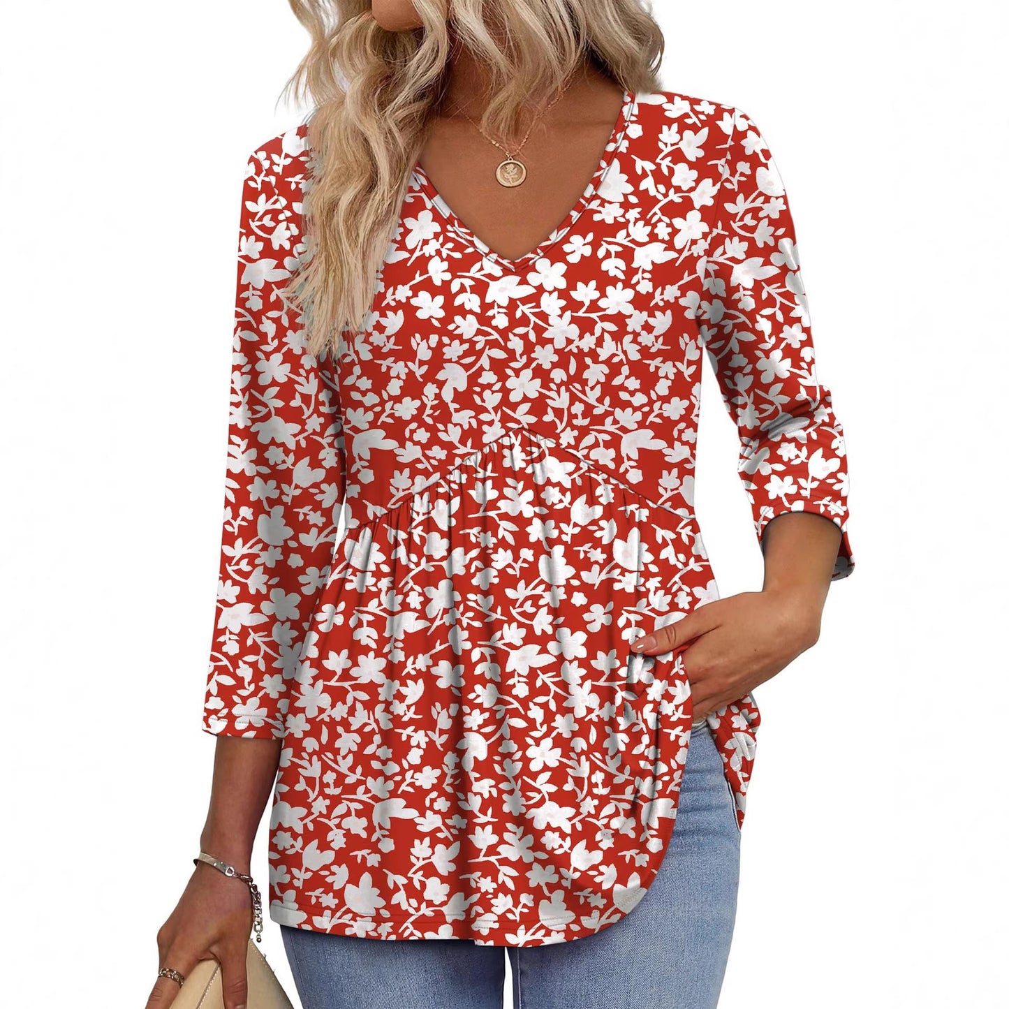Women's V-Neck 3/4 Sleeve Top