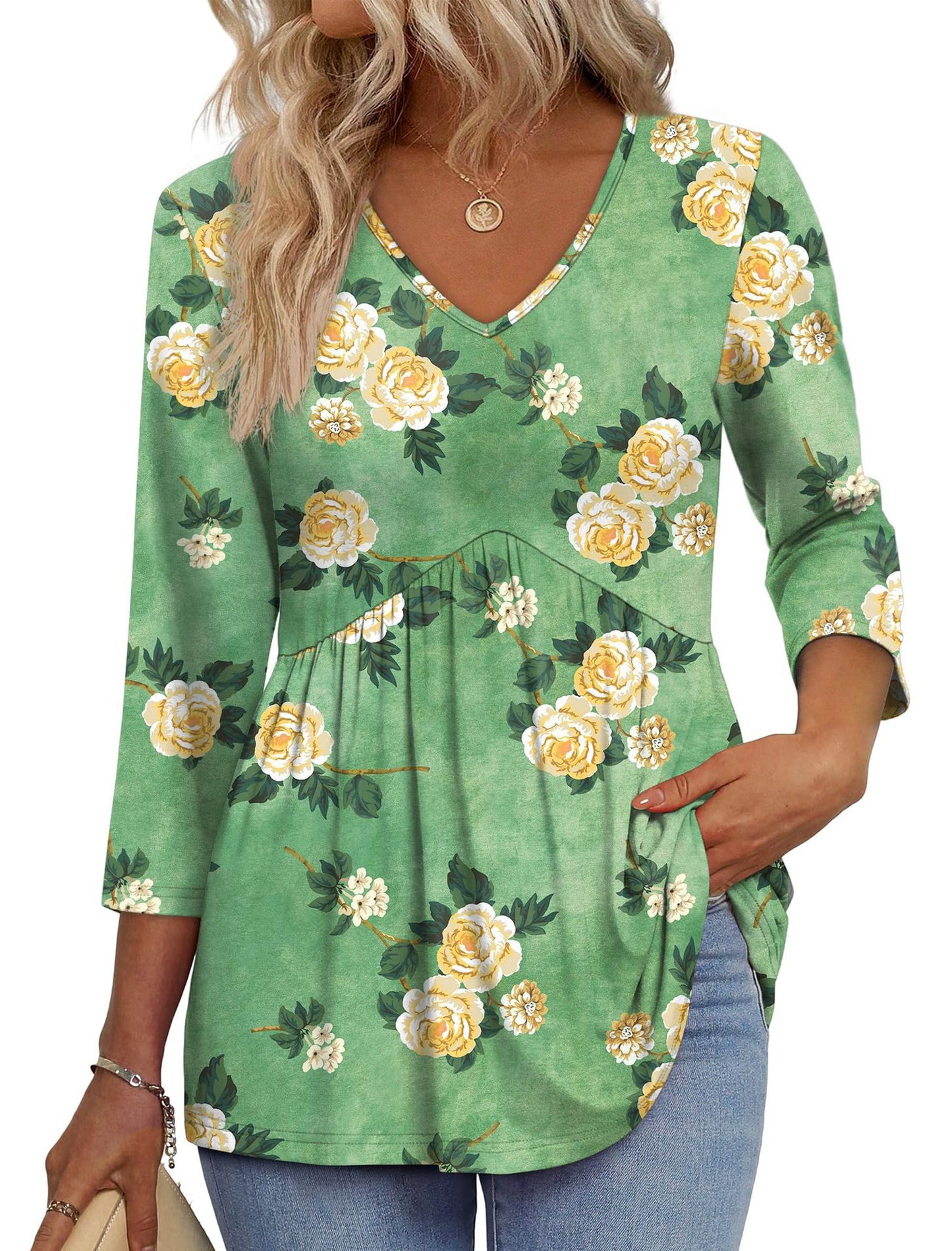 Women's V-Neck 3/4 Sleeve Top