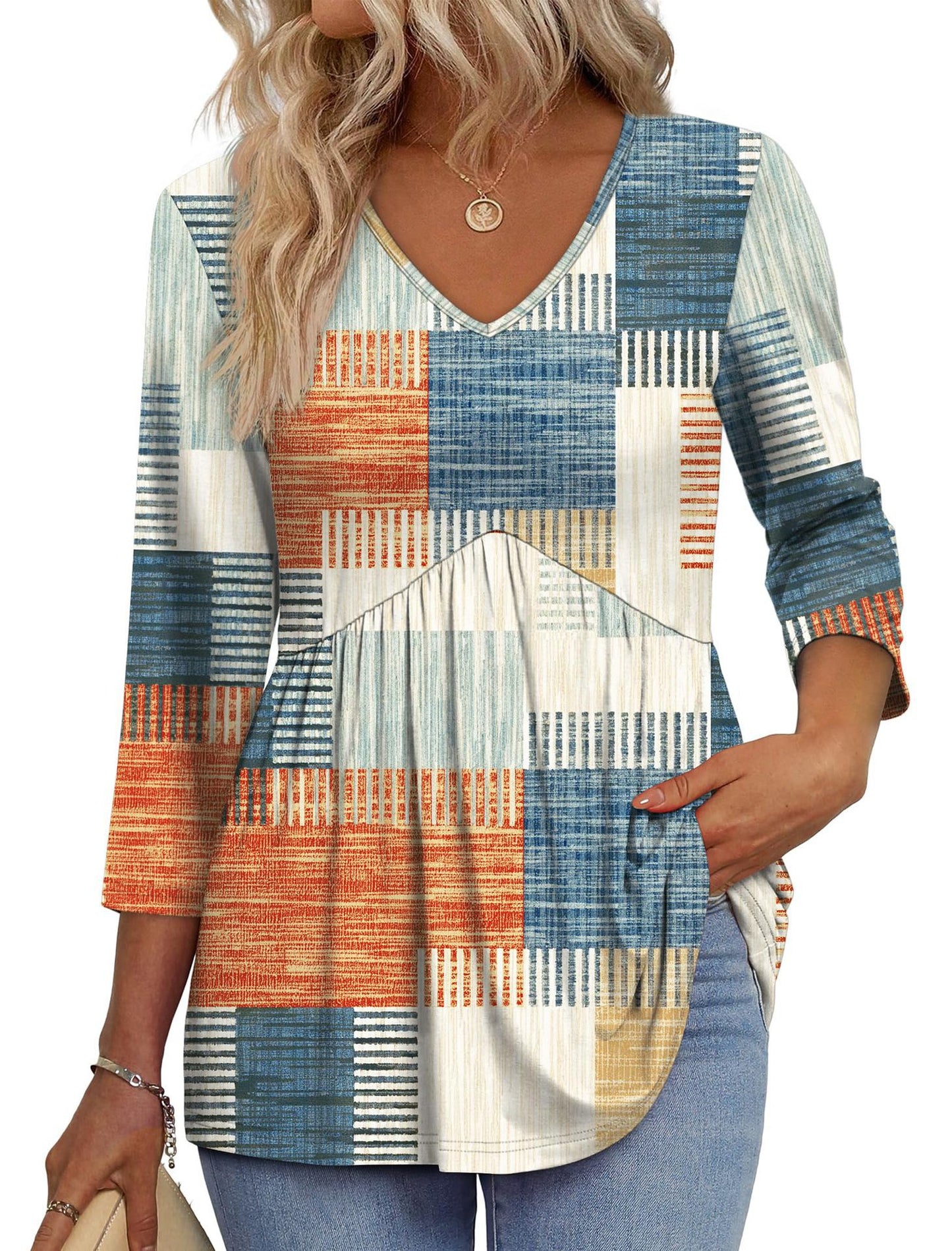 Women's V-Neck 3/4 Sleeve Top