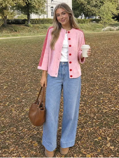 Women’s Striped Cropped Knit Cardigan