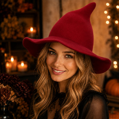 Women’s Knit Witch Hat with Wide Brim