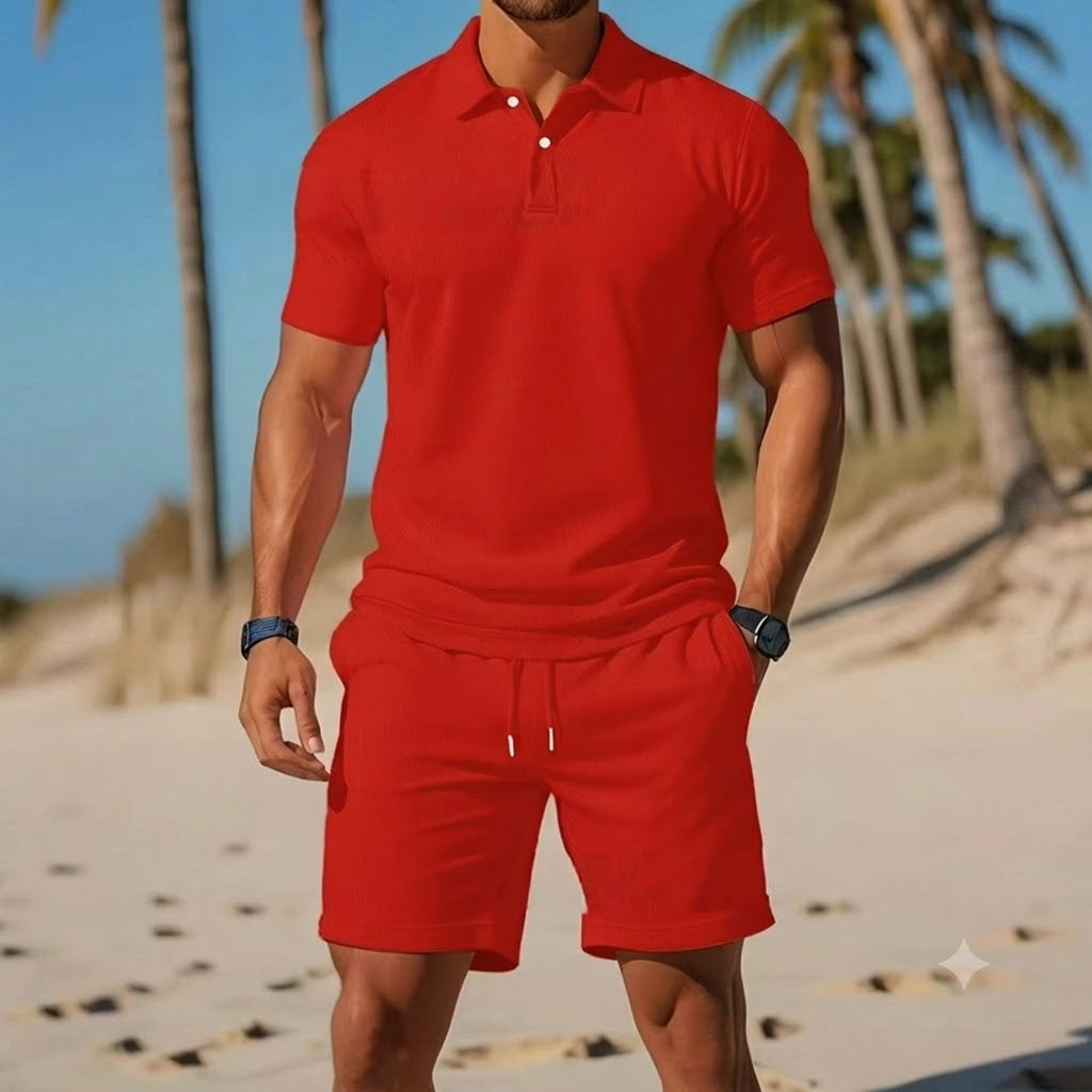 ☀️ Stay Cool & Look Sharp — Men’s 2-Piece Polo & Shorts Set