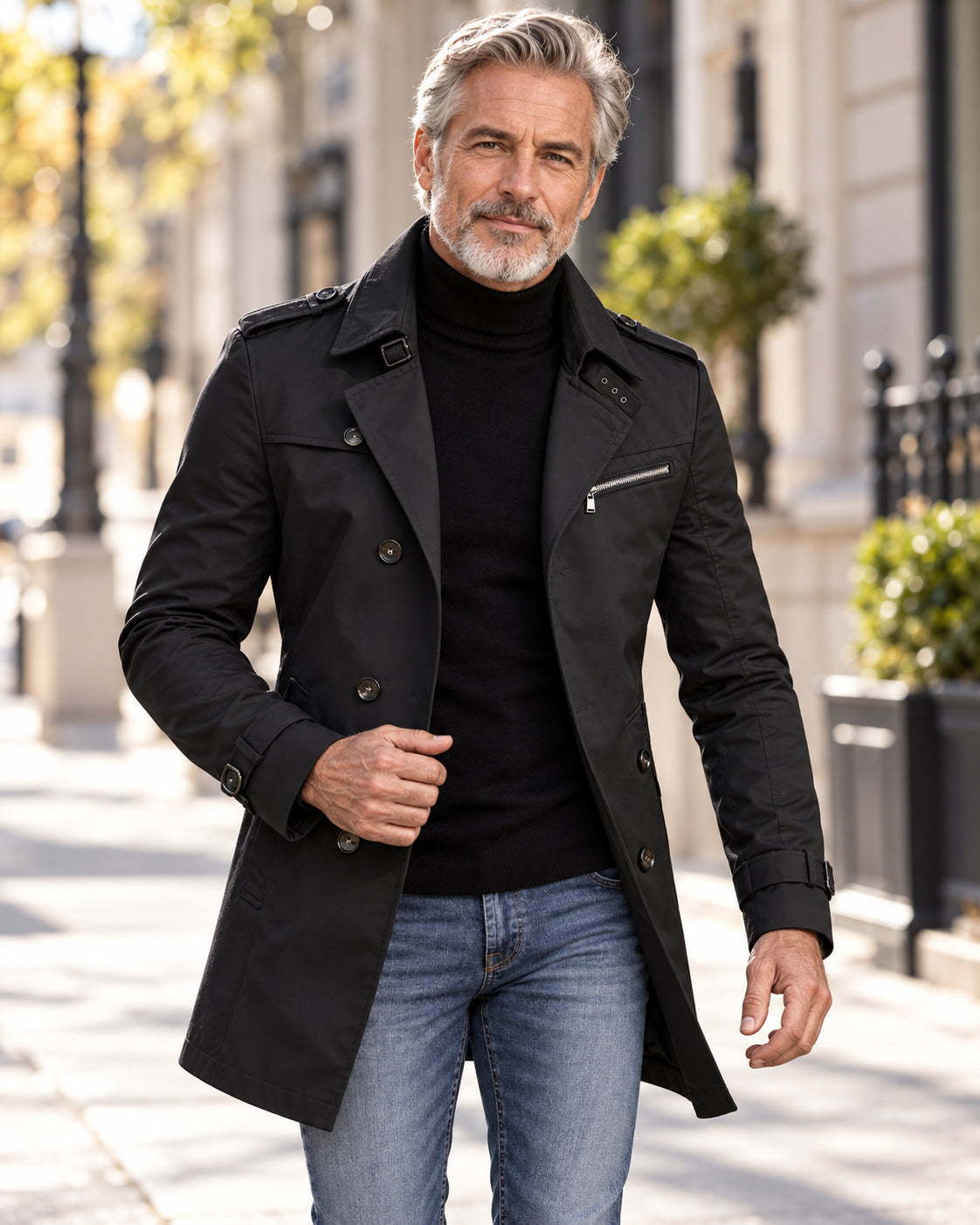Men’s Elegant Slim-Fit Long Pea Coat