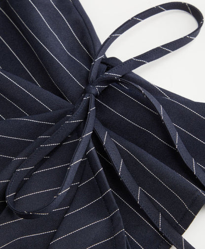 2-Piece Striped Wrap Top & Straight-Leg Trousers Set