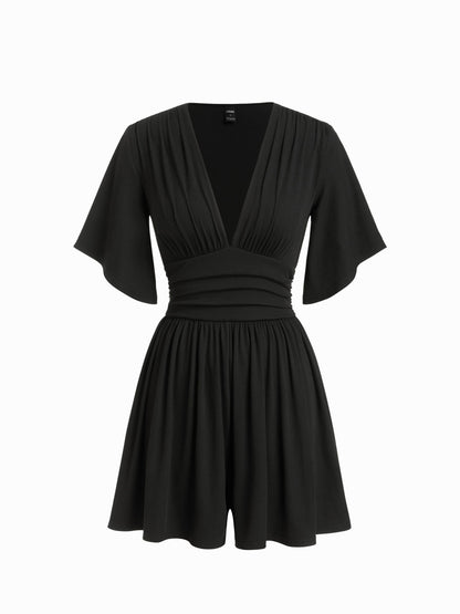 Flattering Ruched V-Neck Romper