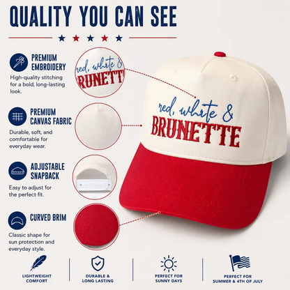 Red White & BRUNETTE Hat