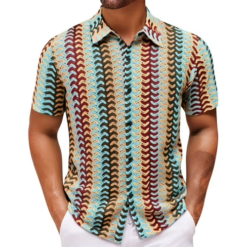 🔥Men’s Color-Block Crochet Knit Shirt