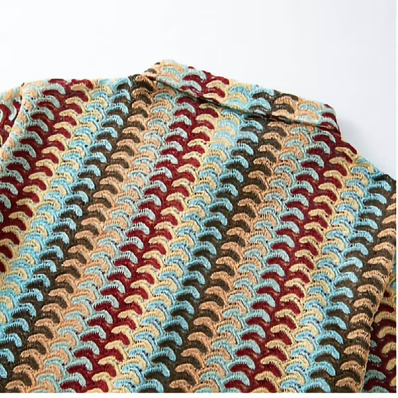 🔥Men’s Color-Block Crochet Knit Shirt