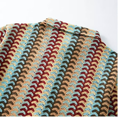 🔥Men’s Color-Block Crochet Knit Shirt