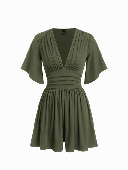 Flattering Ruched V-Neck Romper