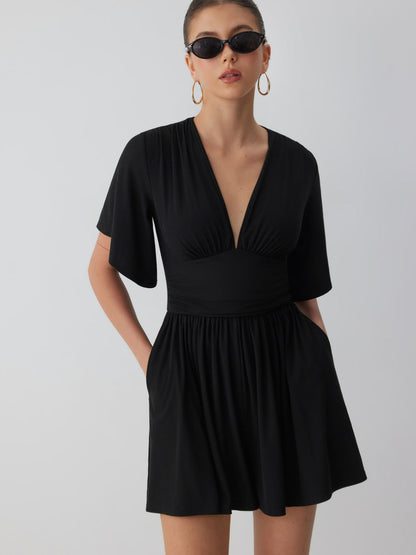 Flattering Ruched V-Neck Romper