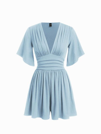 Flattering Ruched V-Neck Romper