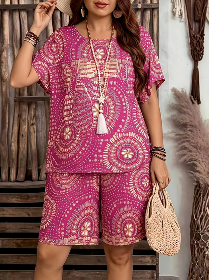 ✨ Plus Size Paisley Print 2-Piece Set