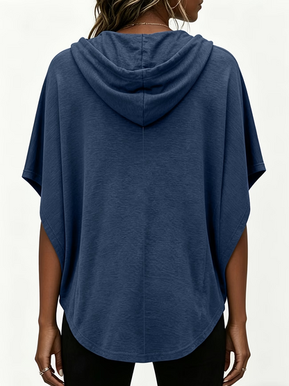 Women's Plus Size Elegant Solid Hooded T-Shirt