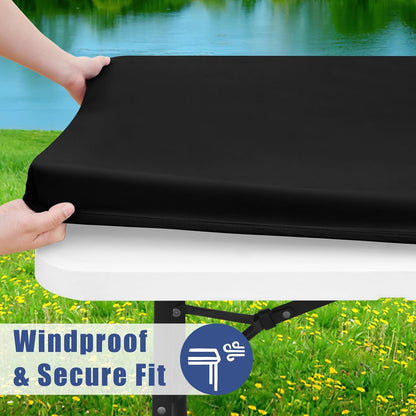 🔥Reusable Stretchy Fabric Table Cover with Elastic Edge💦Spill-Proof & Wind-Resistant! 🌬️