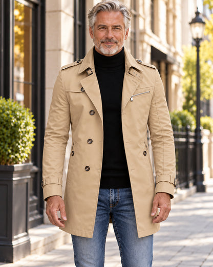 Men’s Elegant Slim-Fit Long Pea Coat