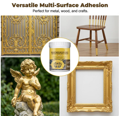 ✨ Premium Fade-Resistant Gold Paint – Brilliant Waterproof Metallic Shine for Outdoor Gates & Furniture 🎨